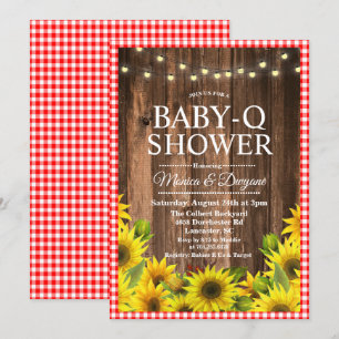 Invitation Rustique Bébé Q Fête Prénatale BBQ Tour