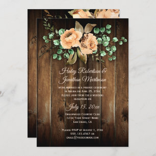 Invitation Rustique Beige Latte Rose Grange Réception En Bois