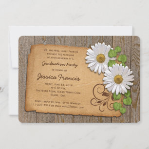 Invitation Rustique Blanc Jaune Fête de Graduation Pays