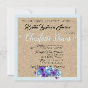 Invitation Rustique Bleu Cottage Rose Suite Mariage Douche