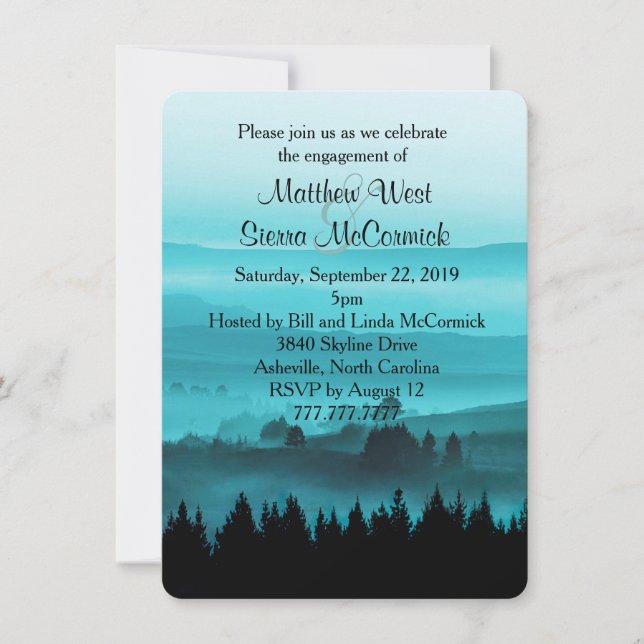 Invitation rustique bleue de partie de fiançailles (Devant)