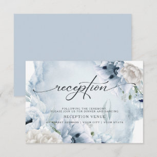 Invitation Rustique Blue Floral Aquarelle Réception Invitatio