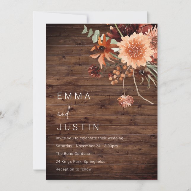 Invitation Rustique Bohème Floral Toutes les saisons Mariage (Devant)