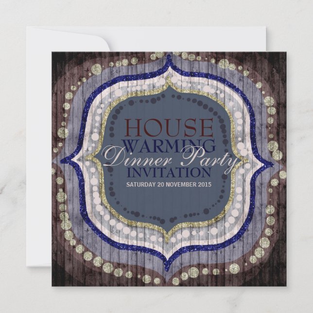 Invitation Rustique Bohème Nouveau Accueil Dîner Fête Invitat (Devant)
