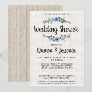 Invitation Rustique Boho Arrow Floral Wedding shower Invitati