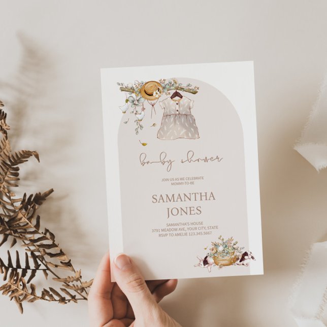 Invitation Rustique Boho Baby shower (Créateur téléchargé)