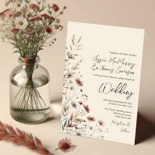 Invitation Rustique Boho Chic Fleurs sauvages Mariage élégant