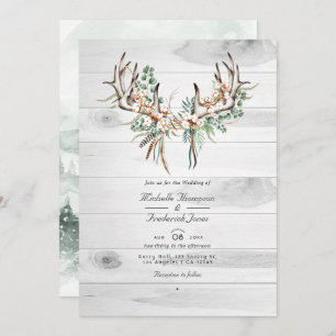 Invitation Rustique Boho Cotton et Eucalyptus QR Code Mariage