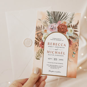 Invitation Rustique Boho Earthy Floral Arch Mariage en terre 