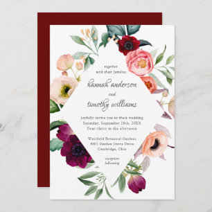 Invitation Rustique Boho Floral Mariage d'aquarelle