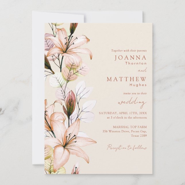 Invitation Rustique Boho Floral Mariage de automne d'automne (Devant)