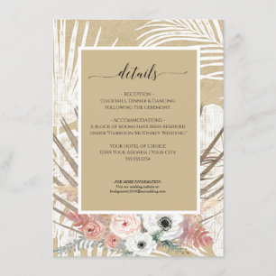 Invitation Rustique BOHO Kraft Floral Pampas Herbe Tropical