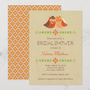 Invitation Rustique Boho Lovebird Owl Couple Mariage