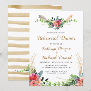 Invitation Rustique Boho Pays Floral Jardin Dîner de répétiti