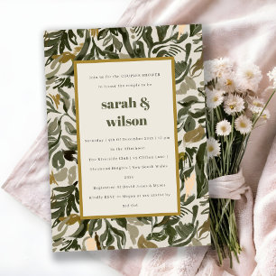 Invitation Rustique Boho Retro Green Botanical Couples Douche