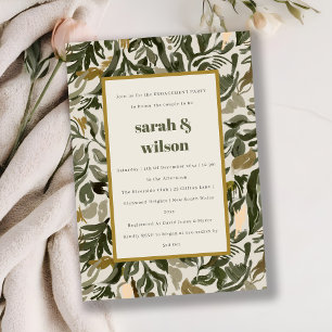 Invitation Rustique Boho Retro Green Botanical Fiançailles