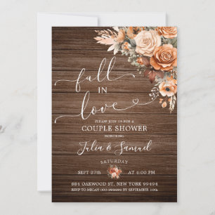 Invitation Rustique Boho Terracotta Chute en Amour Couple Dou