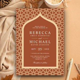 Invitation Rustique Boho treillis Arc Mariage en terre cuite