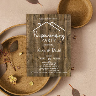 Invitation Rustique Bois Ancien Maison Moderne Fête de Créati
