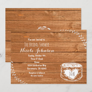 Invitation Rustique Bois & Coeur Stump