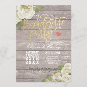 Invitation Rustique Bois Floral String Lumière Bachelorette P