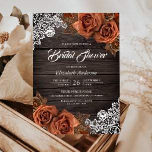 Invitation Rustique Bois Terracotta Rose Poussiéreuse Journée