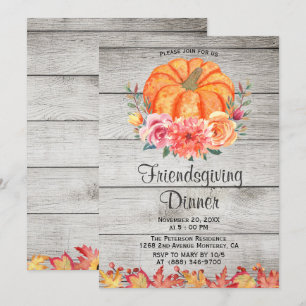 Invitation Rustique Bois Thanksgiving Friendsgiving Invitatio