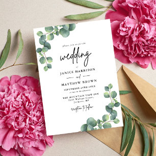 Invitation Rustique Botanique Eucalyptus Mariage de verdure