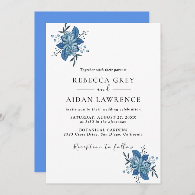 Invitation Rustique Botanique Eucalyptus Verdure Mariage Invi (Devant / Derrière)