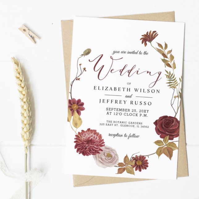 Invitation Rustique Botanique Mariage de automne d'automne (Créateur téléchargé)