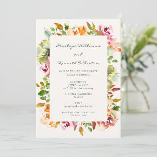 Invitation Rustique Bourgogne Pays Mariage Floral Tout en un