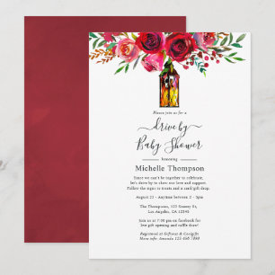 Invitation Rustique Bourgogne Rouge Aquarelle Drive Par Douch