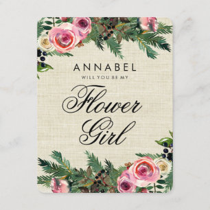 Invitation Rustique Burlap D'Hiver Serez-Vous Ma Fille Fleur