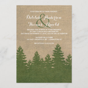 Invitation Rustique Burlap Pine Trees Hiver Mariage Invitatio