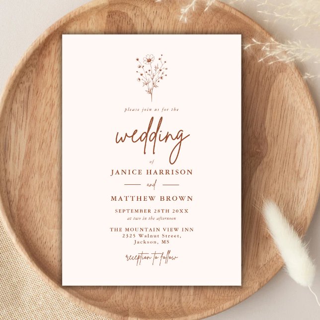 Invitation Rustique Burnt Orange Mariage (Créateur téléchargé)