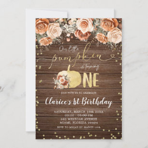 Invitation Rustique Burt Orange Floral Citrouille