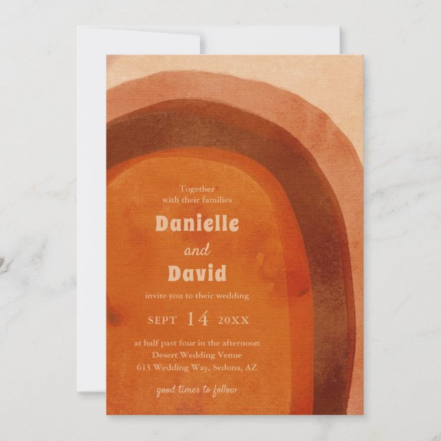 Invitation Rustique Burtic Orange Arch Mariage moderne (Devant)