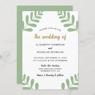 Invitation Rustique Chic Floral Mariage Sage Green Country