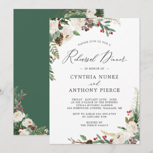 Invitation Rustique Chic hiver Floral Mariage Dîner de répéti
