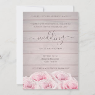 Invitation Rustique Chic Real Roses Rose Mariage en Planche d