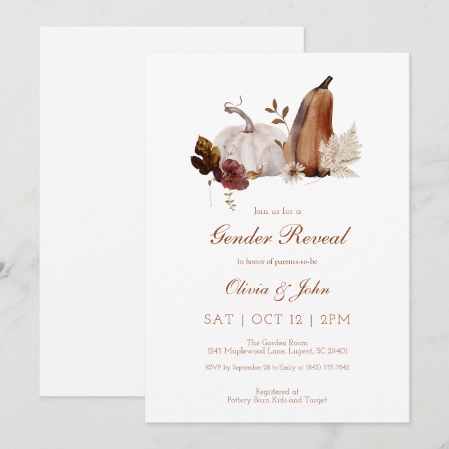 Invitation Rustique Citrouille Genre Reveillez (Devant / Derrière)