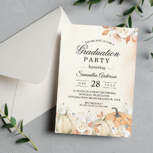 Invitation Rustique Citrouilles et fleurs d'automne