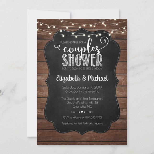 Invitation Rustique Couples Douche (Devant)