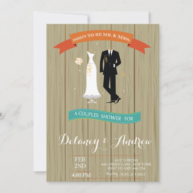 Invitation Rustique Couples Douche (Devant)
