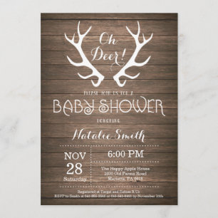 Invitation rustique de baby shower d'Antler de
