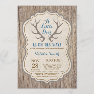Invitation rustique de baby shower de garçon bleu