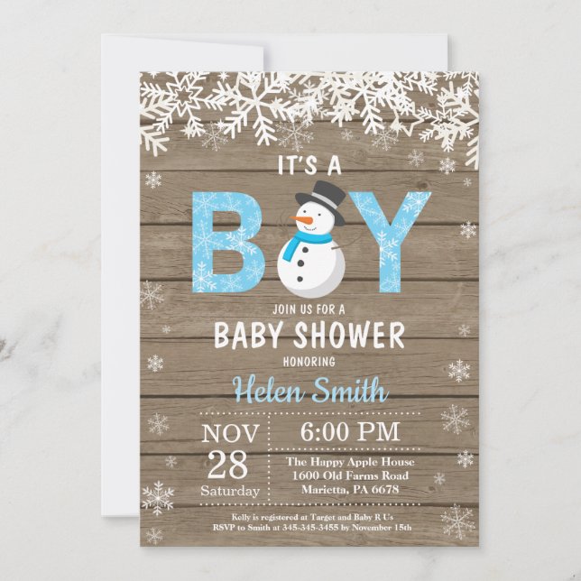 Invitation rustique de baby shower de garçon de (Devant)