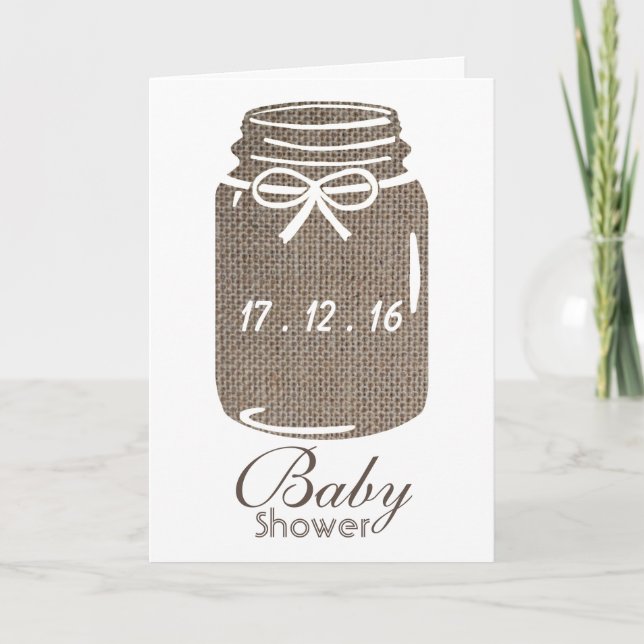 Invitation rustique de baby shower de pot de maçon (Devant)