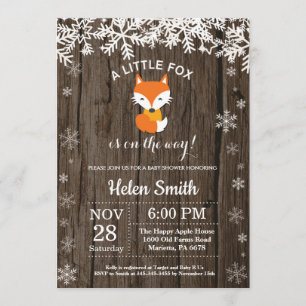 Invitation rustique de baby shower d'hiver de Fox