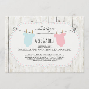 Invitation rustique de baby shower pour des